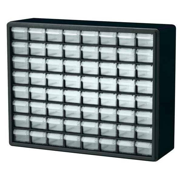 Drawer Bin Cabinet with 64 Drawers, Plastic, 20 in W x 15 3/4 in H x 6 1/2 in D