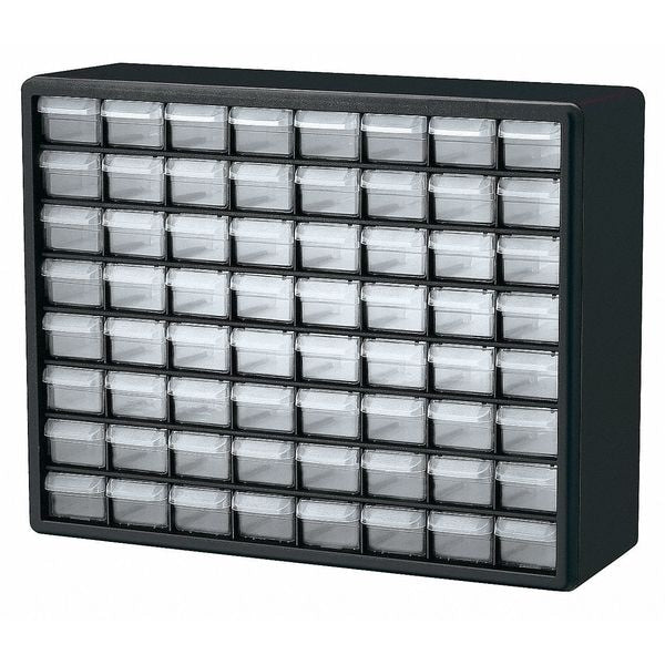 Drawer Bin Cabinet with 64 Drawers, Plastic, 20 in W x 15 3/4 in H x 6 1/2 in D