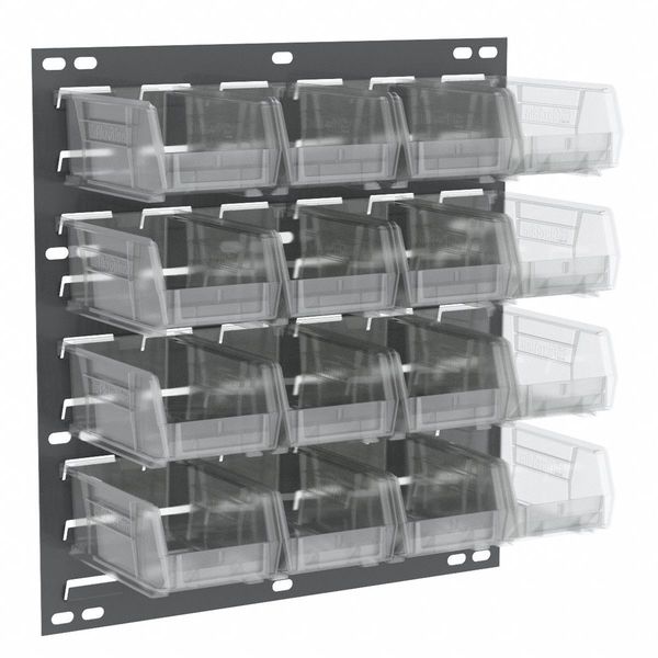 Steel Louvered Panel, 18 in W x 5/16 in D x 20 in H, Gray