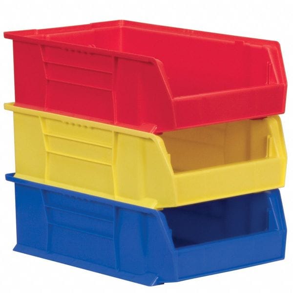 Storage Bin, Yellow, Plastic, 20 in L x 12 3/8 in W x 6 in H, 200 lb Load Capacity