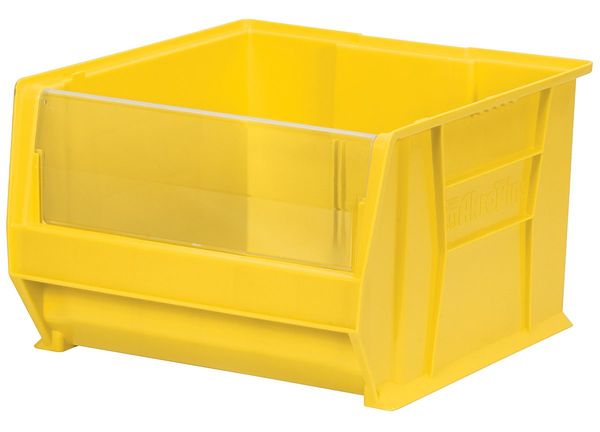 Storage Bin, Yellow, Plastic, 20 in L x 18 3/8 in W x 12 in H, 300 lb Load Capacity