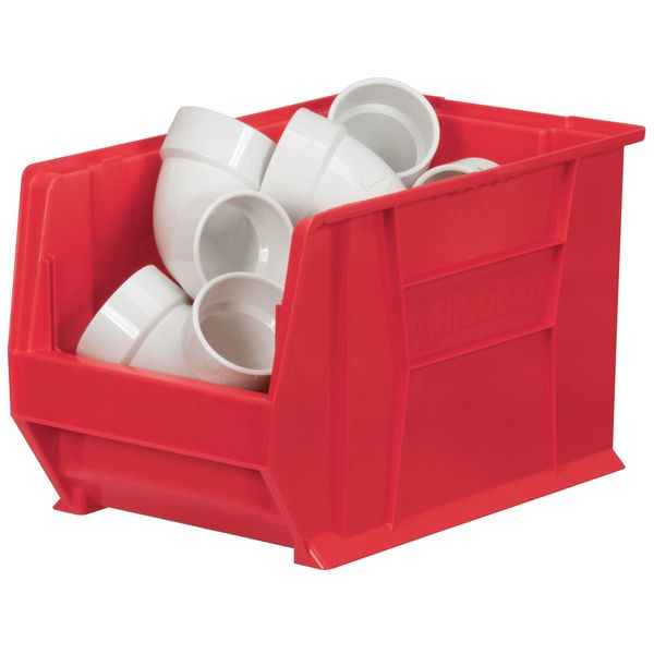 Super Size Bin, Red, Plastic, 20 in L x 12 3/8 in W x 12 in H, 200 lb Load Capacity