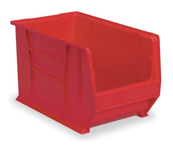 Super Size Bin, Red, Plastic, 20 in L x 12 3/8 in W x 12 in H, 200 lb Load Capacity
