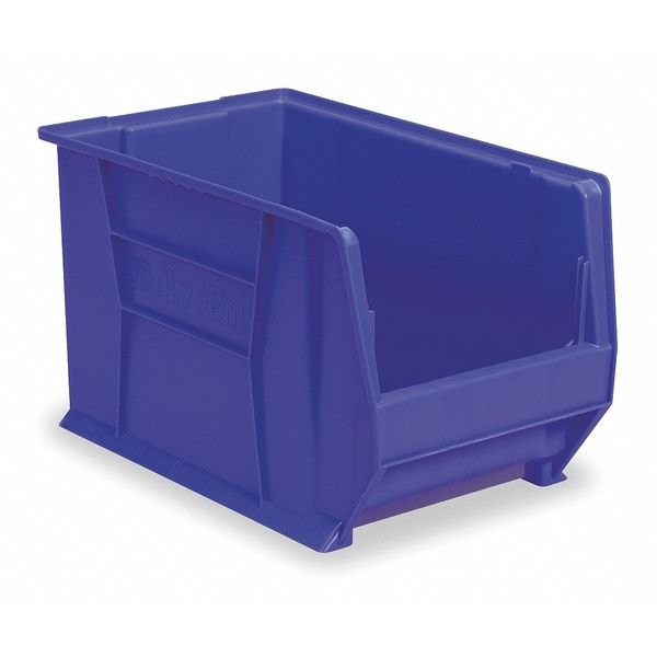 Storage Bin, Blue, Plastic, 29 1/4 in L x 18 3/8 in W x 12 in H, 300 lb Load Capacity