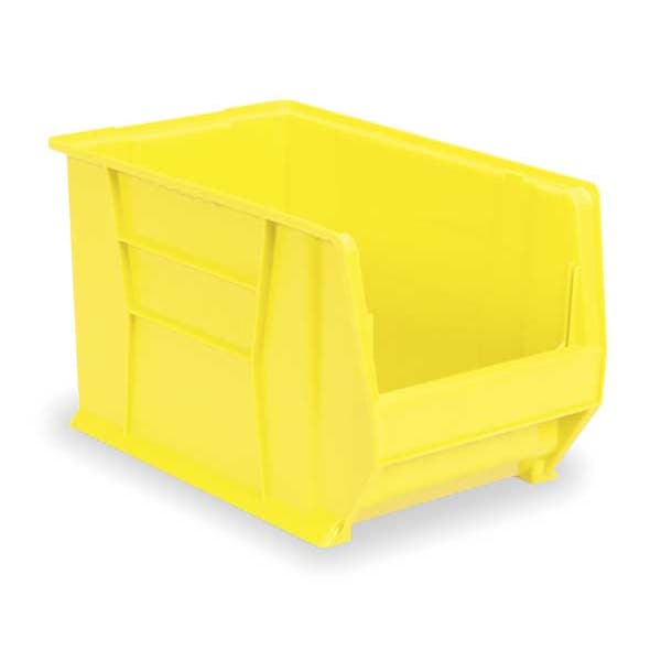 Storage Bin, Yellow, Plastic, 20 in L x 12 3/8 in W x 6 in H, 200 lb Load Capacity