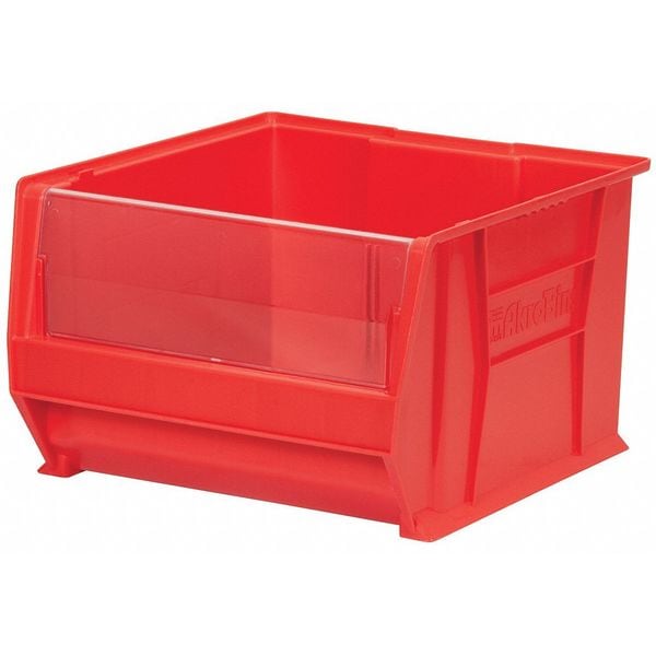 Storage Bin, Red, Plastic, 20 in L x 18 3/8 in W x 12 in H, 300 lb Load Capacity