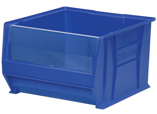 Super Size Bin, Blue, Plastic, 20 in L x 18 3/8 in W x 12 in H, 300 lb Load Capacity