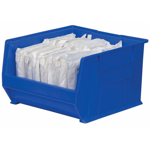 Super Size Bin, Blue, Plastic, 20 in L x 18 3/8 in W x 12 in H, 300 lb Load Capacity