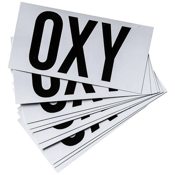 NFPA Sign, OXY, 2 In. H, Black, PK10