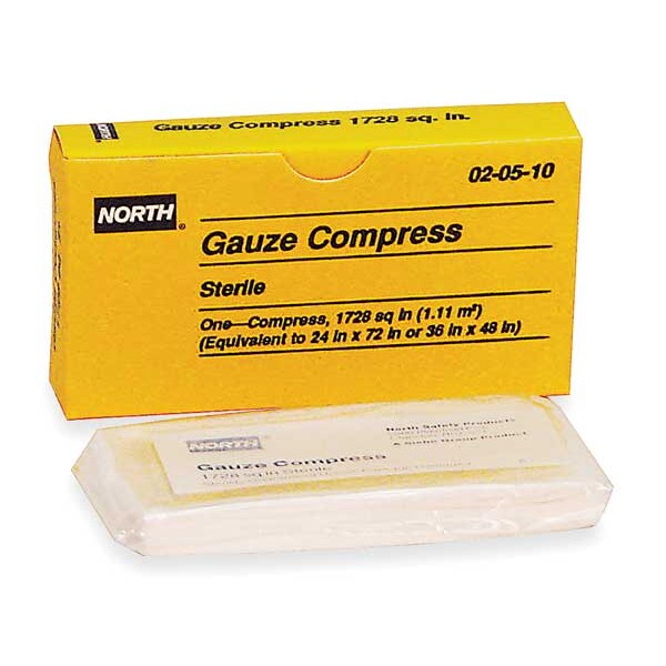 Gauze Compress, Sterile, White, Unitized