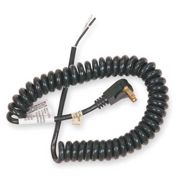 Coiled Power Cord, 1-15P, SJT, 10 ft., 13A, 16/2