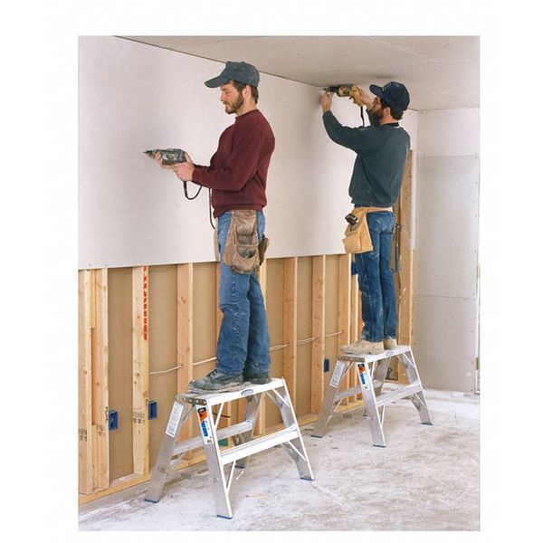 2 Steps, Aluminum Step Stand, 300 lb. Load Capacity, Gray