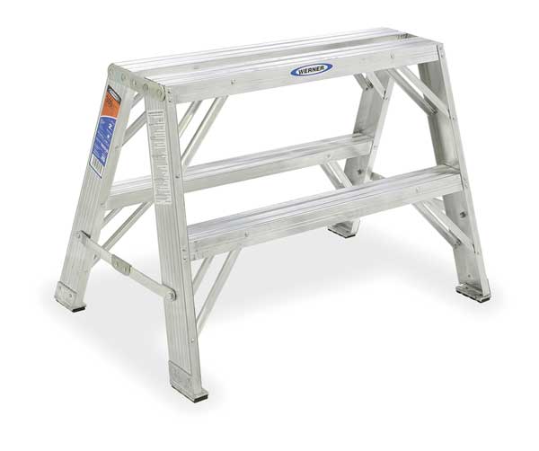 2 Steps, Aluminum Step Stand, 300 lb. Load Capacity, Gray