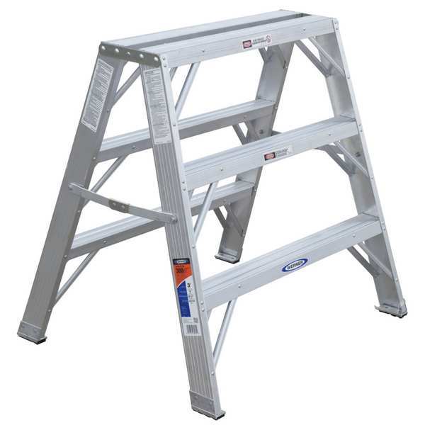 3 Steps, Aluminum Step Stand, 300 lb. Load Capacity, Gray