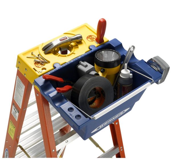 Fiberglass Stepladder, 7 ft Ladder Ht, 6 Steps, 300 lb, 41 1/4 in Base Spread, 25 1/8 in Bottom W