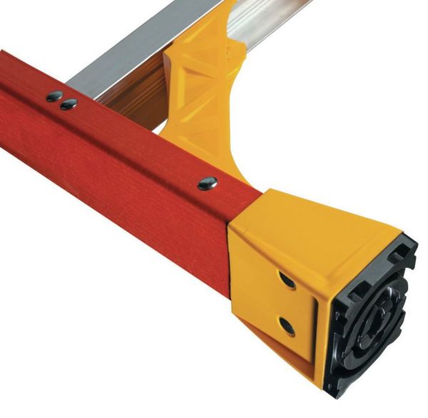 Fiberglass Stepladder, 7 ft Ladder Ht, 6 Steps, 300 lb, 41 1/4 in Base Spread, 25 1/8 in Bottom W