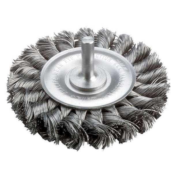Knot Wire Wheel Wire Brush, Stem, 3-1/4