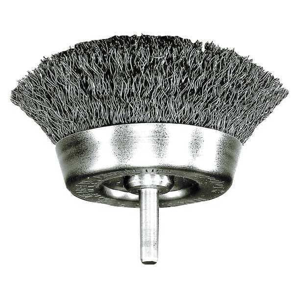 Crimped Wire Cup Wire Brush, Stem, 1-3/4