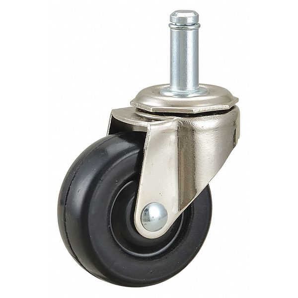 Swivel Stem Caster, Rubber, 2 in., 75 lb.