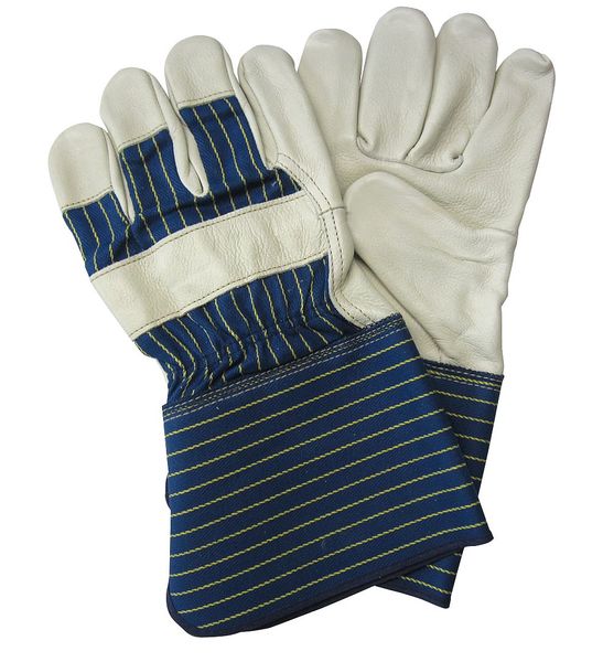 Leather Gloves, Striped Cotton, L, PR