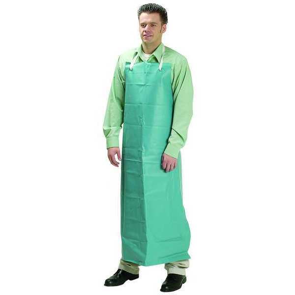 Chemical Resistant Bib Apron, PVC, 18 mil Thick, 50 in L, Blue, Universal Size
