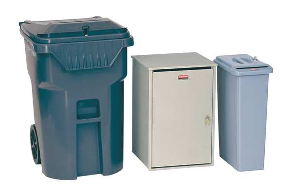 23 gal Rectangular Confidential Waste Container, Gray, 11 in Dia, Snap-On, Plastic