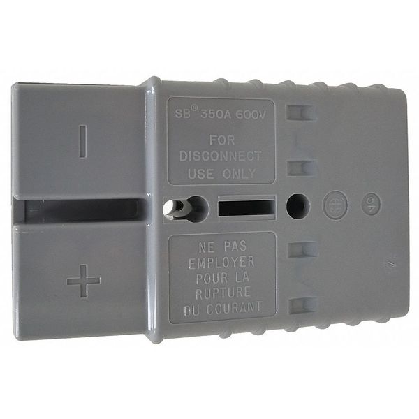 Power Connector, Two Pole, 2/0 ga, 10,000, 0.484 in Max Wire Dia, Gray