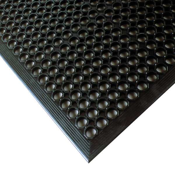 Antifatigue Mat, Mini Diamond Studded Top, 3 ft x 5 ft, 1/2 in Thick, Beveled Edge, Natural Rubber