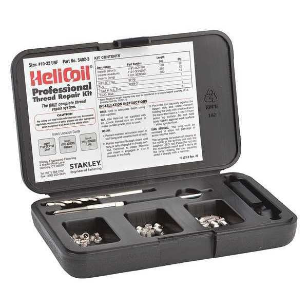 Free-Running Helical Insert Repair Kit, Helical Inserts, #10-32, Plain 18-8 Stainless steel