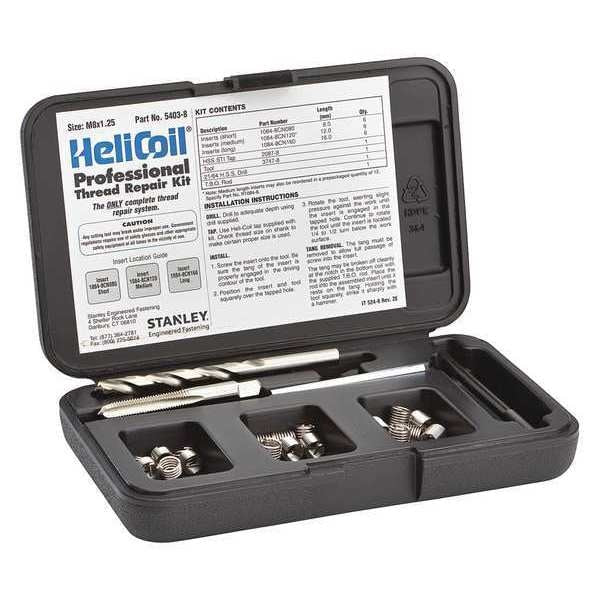 Free-Running Helical Insert Repair Kit, Helical Inserts, M8-1.25, Plain 18-8 Stainless Steel