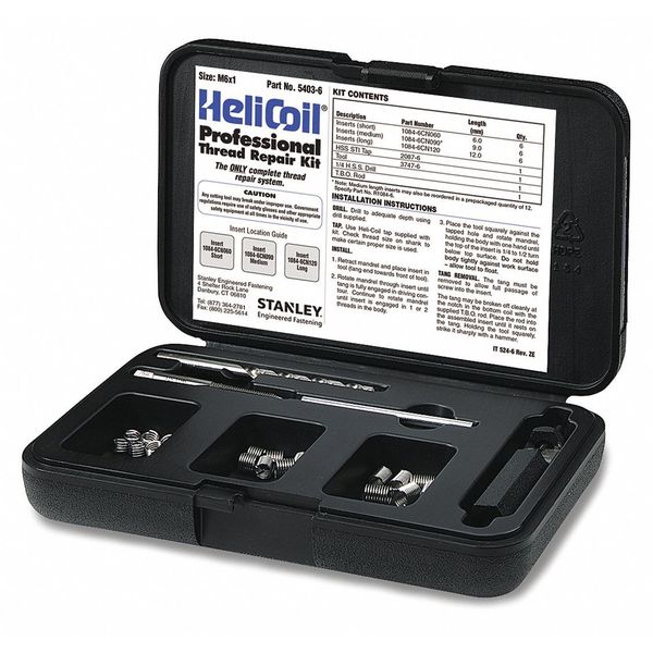 Free-Running Helical Insert Repair Kit, Helical Inserts, M6-1.00, Plain 18-8 Stainless Steel