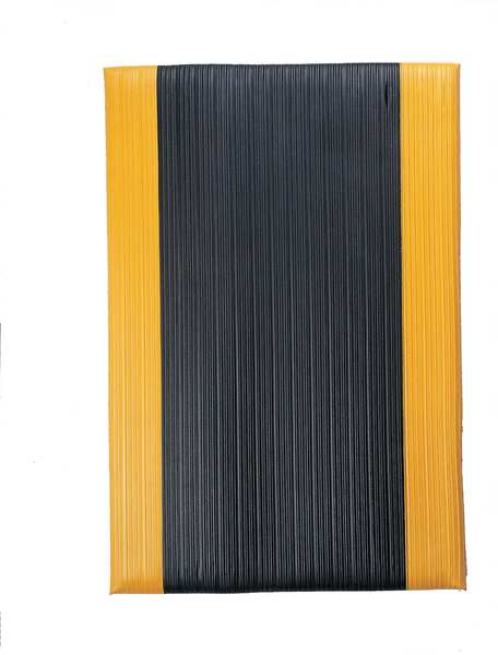 Antifatigue Mat, Black, 3 ft. L x 2 ft. W, PVC Closed Cell Foam, Corrugated Surface Pattern