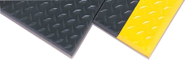 Antifatigue Runner, Black/Yellow, 60 ft. L x 2 ft. W, PVC, Corrugated Surface Pattern, 1/2