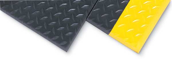 Antifatigue Runner, Black/Yellow, 60 ft. L x 4 ft. W, PVC, Corrugated Surface Pattern, 1/2