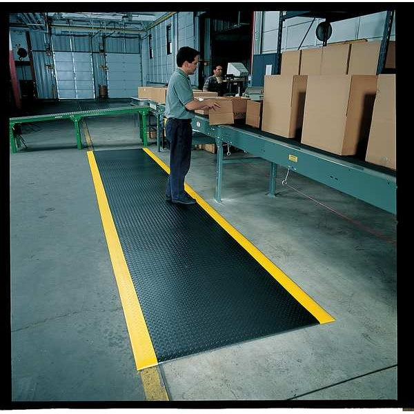 Antifatigue Mat, Black, 5 ft. L x 3 ft. W, PVC, Bubble Surface Pattern, 1/2