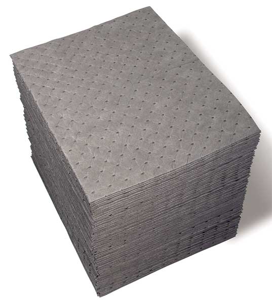 Sorbents, 19 gal/pk, 24 oz/pad, Universal Absorbed, Gray, Polypropylene, 100 PK