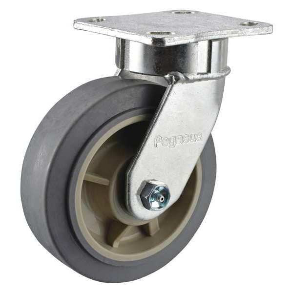 Kingpinless Swivel Plate Caster, 375lb, Single Ball