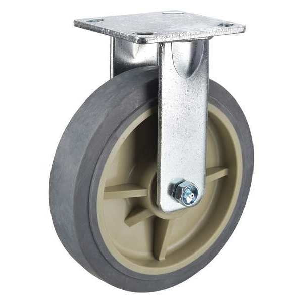 Rigid Plate Caster, TPR, 8 in., 675 lb.