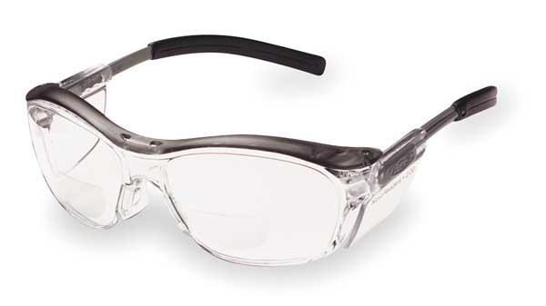 Nuvoâ¢ Reader Safety Glasses, Clear Lens, Gray Frame, +2.0 Diopter
