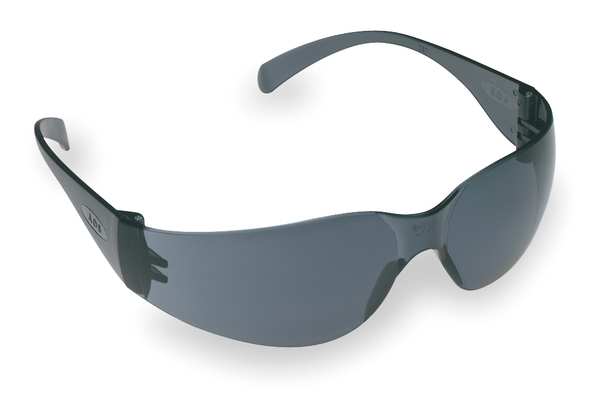 Safety Glasses, Wraparound Gray Polycarbonate Lens, Scratch-Resistant