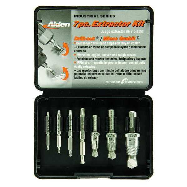 Drill/Extractor Set, 7 PC, #5-1/2 In Cap