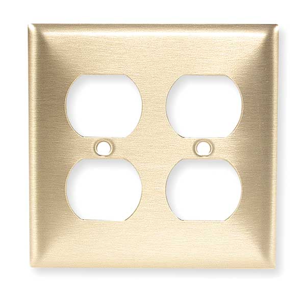 Duplex Opening Wall Plates, Number of Gangs: 2 Brass, Brushed Finish, Brass