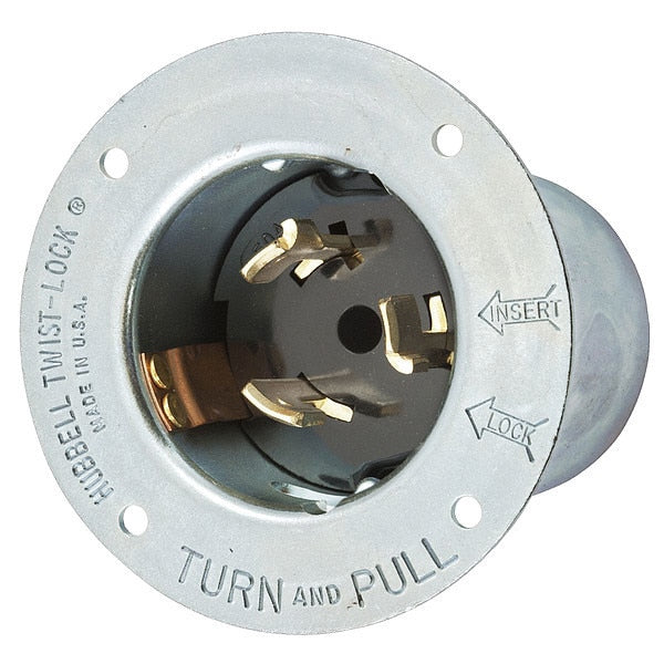 50A Flanged Twist-Lock Inlet 3P 4W 480VAC BK