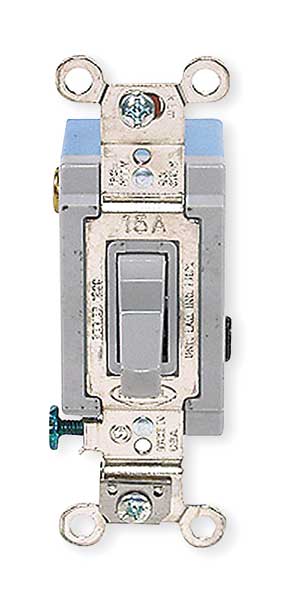 Wall Swtch, 1-Pole, 120/277V, 15A, Gry, Toggl