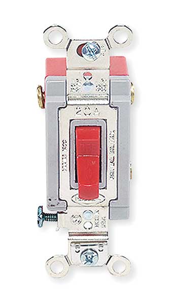 Wall Swtch, 2-Pole, 120/277V, 20A, Red, Toggl