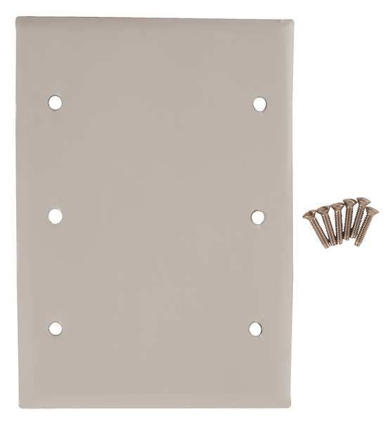 Blank Box Mount Wall Plates and Box Cover, Number of Gangs: 3 Stainless Steel, Brushed Finish