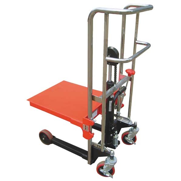 Portable Manual Platform Lift Truck, Manual, 880 lb Load Capacity, Foot Pump Lift Control