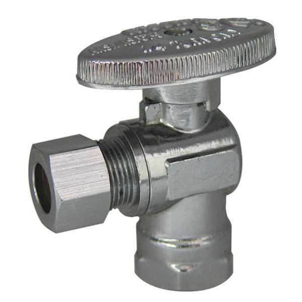 1/4-Turn Stop, Angle, 3/8 Inx3/8 In, Body Material: Brass