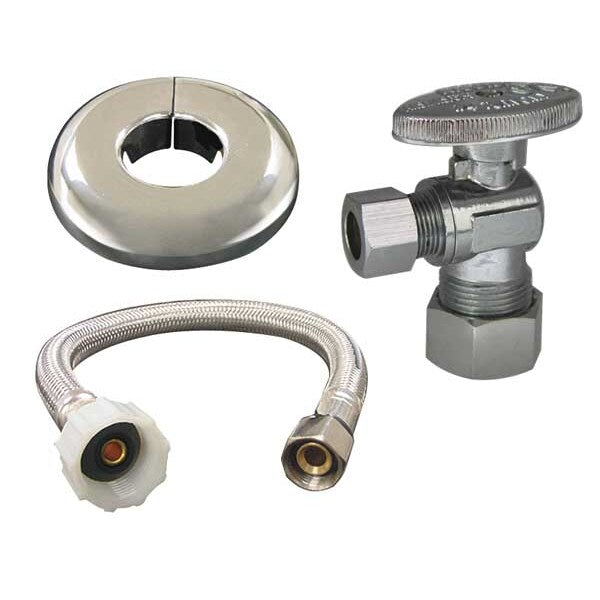 Water Supply Kit, 3/8, 12in.L, SS, Comp