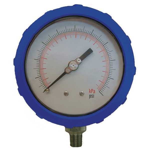Pressure Gauge, 0 to 160 psi, 1/4 in MNPT, Plastic, Blue